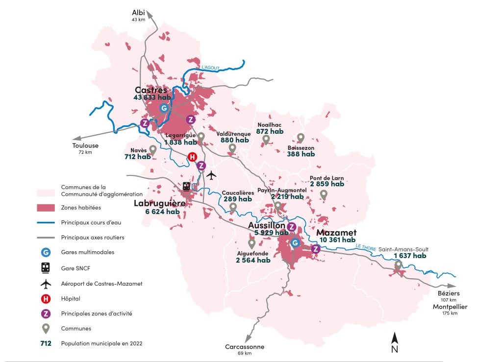 Carte de l'agglomération Castres-Mazamet